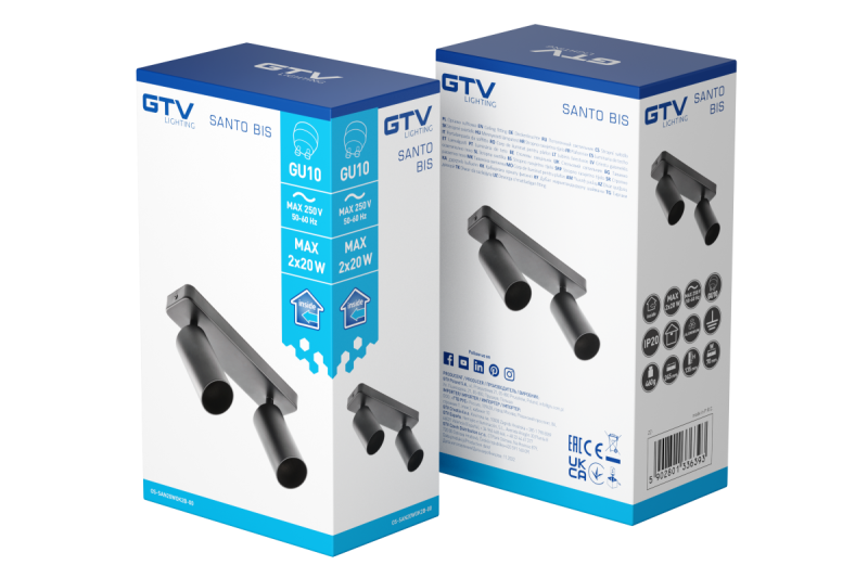 Decor Luminaire de plafond SANTO BIS en aluminium IP20 max. 20W*2 double rond noir. 1208963999