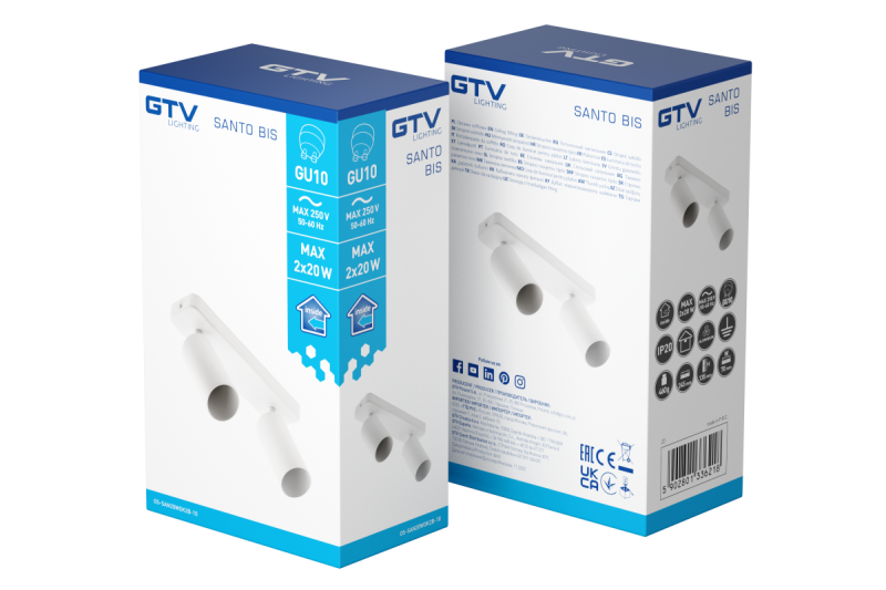 Decor Luminaire de plafond SANTO BIS en aluminium IP20 max. 20W*2 double rond blanc. 1208964000