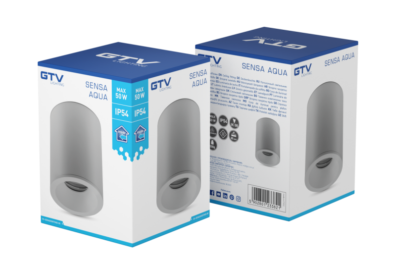 Decor Lampe de plafond SENSA AQUA en aluminium 85x115 IP54 max 50W gris circulaire. 1208964008