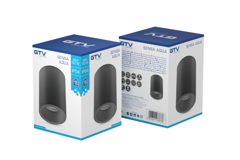 Decor Lampe de plafond SENSA AQUA en aluminium 85x115 IP54 max 50W circulaire noire. 1208964009