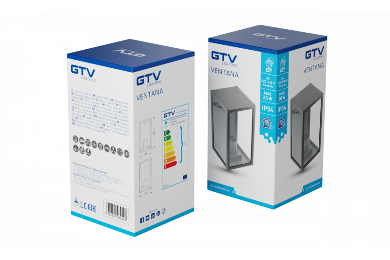 Decor Élément de jardin VENTANA-AU E27 MAX.20W IP54 AC220-240V 50-60Hz applique supérieure droite noire. 1208964048