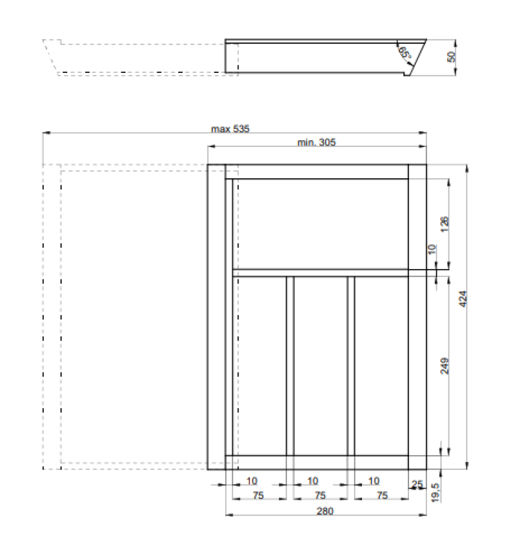 Décor Cutle Compartiments à Couverts Réglable Insert pour Armoires de 400-600mm Couleur Hêtre 1208966289