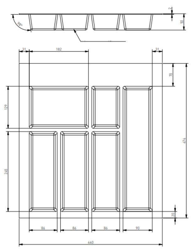 Decor Cutle Range-couverts Insert pour Tiroir de Cuisine 500 Anthracite 1208966376