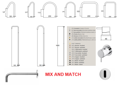 Waterevolution Bec Flow pour robinet de lavabo grand bec v PVD Gun Metal T1B212VGME