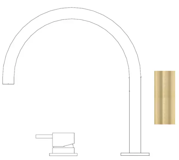 Waterevolution Flow Mélangeur de lavabo 2 trous or clair brossé T1121UWGE