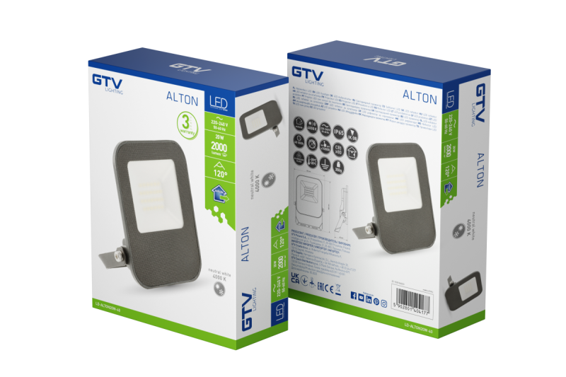 Projecteur ALTON, LED, 20W, 2000lm, 4000K, AC220-240V, IP65 1208966956