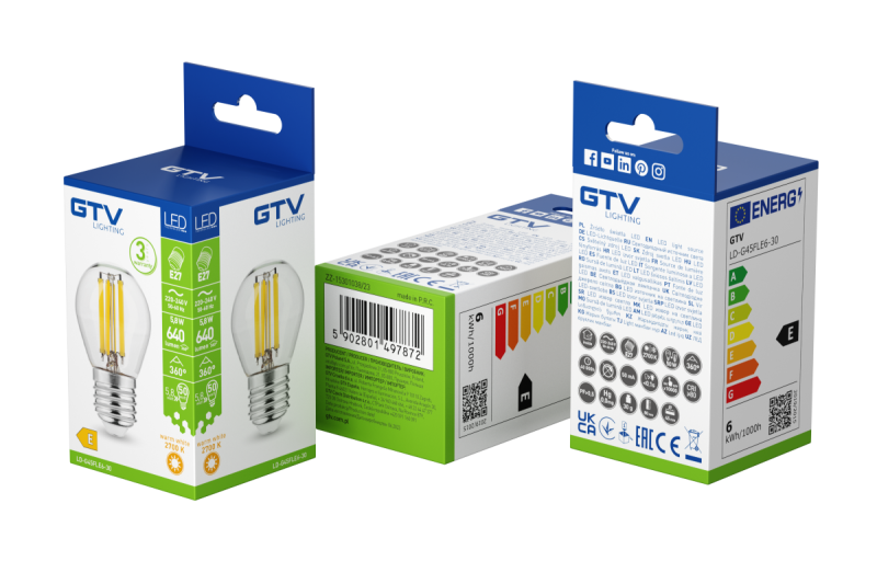 SOURCE DE LUMIÈRE LED, FILAMENT, A-G, G45, 2700K, E27, 5,8W, AC220-240V, 360°, 640lm, 50mA 1208966966