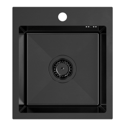 Quadri Dixton 40 évier en acier inoxydable noir avec nano pvd 400x450 mm avec trou pour robinet montage en surface 1208967080