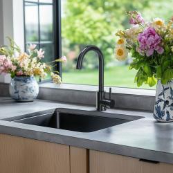 Quadri Coventry mitigeur de cuisine en acier inoxydable pvd noir brossé avec bec pivotant 1208967084