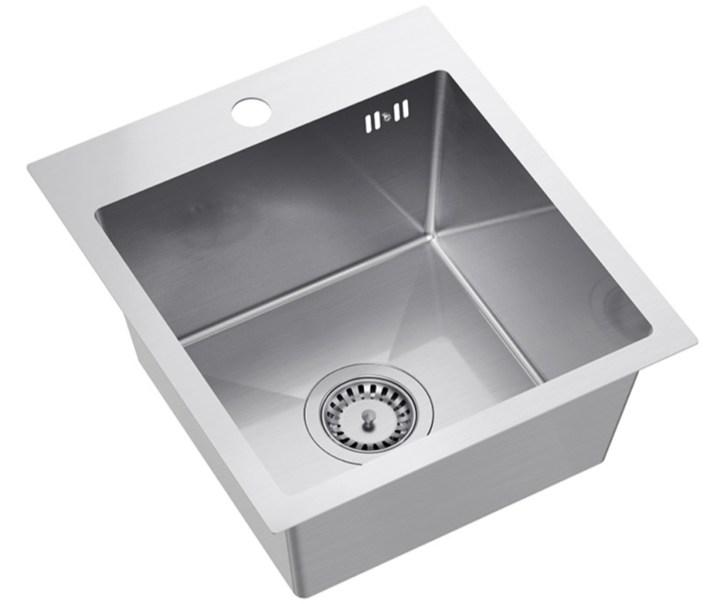 Quadri Dixton 40 set avec évier en inox 400x450 mm avec trou pour robinet en surface et robinet de cuisine Quadri Bristol en inox