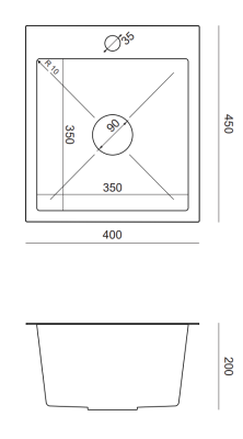 Quadri Dixton 40 set avec évier en inox noir avec nano pvd 400x450 mm avec trou pour robinet en montage sur plan et robinet de cuisine Quadri Coventry.