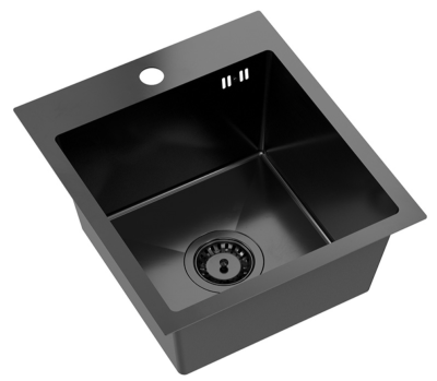 Quadri Dixton 40 set avec évier en inox noir avec nano pvd 400x450 mm avec trou pour robinet en montage sur plan et robinet de cuisine Quadri Coventry.