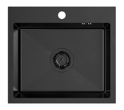 Quadri Dixton 50 Set avec évier en inox Nano PVD noir 500x450 mm avec trou pour robinet et robinet de cuisine noir Coventry