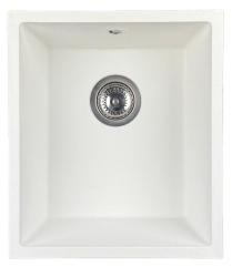 GraniteMy Évier universel en granit blanc 34x40 cm blanc à encastrer, sous-plan et à fleur avec bouchon en inox 1208967107