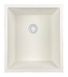 GraniteMy Évier universel en granit blanc 34x40 cm blanc encastré, sous-plan et à fleur avec bouchon blanc 1208967146