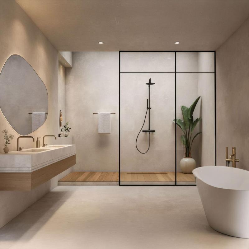 Waterevolution Flow ensemble de douche avec douche à effet pluie noir mat T141NPR