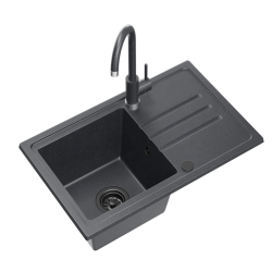 Quadri Sligo 70 évier en granit anthracite avec égouttoir 70x44 cm y compris robinet 1208967204