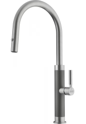 Franke Mythos Masterpiece Robinet de Cuisine Acier Inoxydable avec Bec en J et Douchette Extractible - 115.0711.554