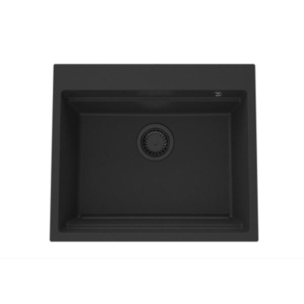 GraniteMy Évier en granit 56x48 cm noir à poser avec bouchon noir inclus accessoires 1208967233