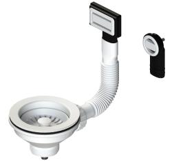 Granitemy korfplugset mat wit, afvoerset spoelbak incl. overloop rond en rechthoek 1208967257