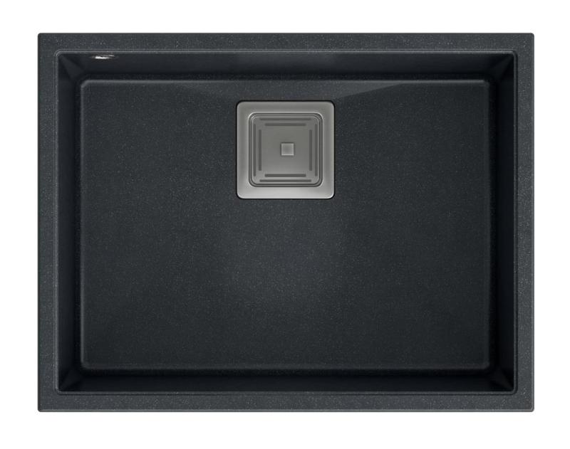 Quadri Quadrangle granit anthracite évier sous-plan 55x42cm avec bouchon en inox 1208967273