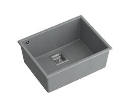 Quadri Quadrangle évier sous-plan en granit gris 55x42cm avec bouchon en inox 1208967274