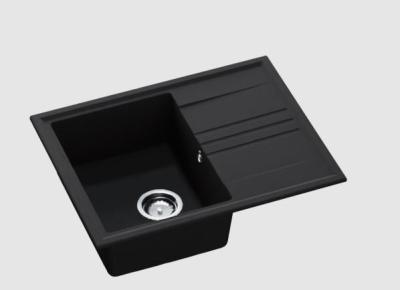 GraniteMy Vesi évier en granit noir à poser 64x50cm avec égouttoir réversible avec bouchon en inox 1208967280
