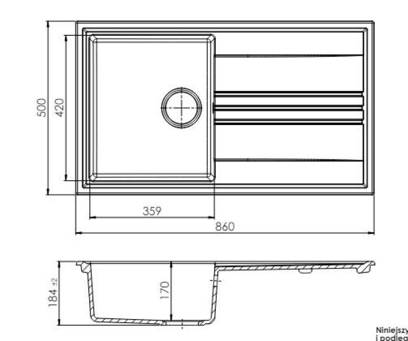 GraniteMy Vesi évier en granit blanc à poser 86x50cm avec égouttoir réversible et bouchon en inox 1208967291