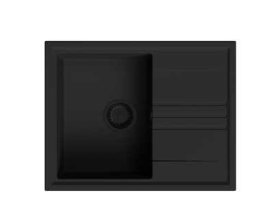 GraniteMy Vesi évier en granit noir de construction 64x50cm avec égouttoir réversible avec bouchon noir 1208967295