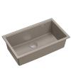 Quadri Newport II grote en diepe spoelbak graniet opbouw en onderbouw taupe spoelbak 76x45cm met rvs plug 1208967310