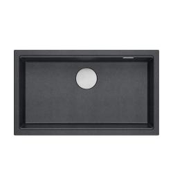 Quadri Newport II grand et profond évier en granit montage en surface et sous-plan anthracite évier 76x45cm avec bouchon en inox 1208967313