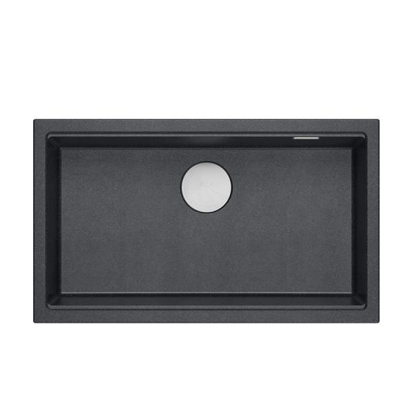 Quadri Newport II grand et profond évier en granit montage en surface et sous-plan anthracite évier 76x45cm avec bouchon en inox 1208967313