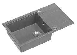 Quadri Luton évier à poser en granit gris avec égouttoir réversible 86x50cm avec bouchon en inox 1208967330