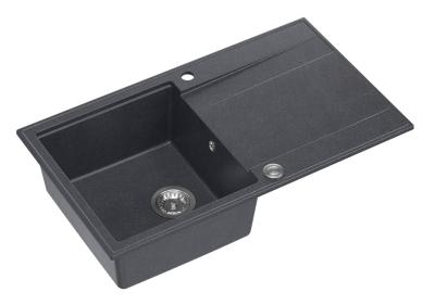 Quadri Luton évier en granit anthracite à poser avec égouttoir réversible 86 x 50 cm avec bouchon en acier inoxydable 1208967343