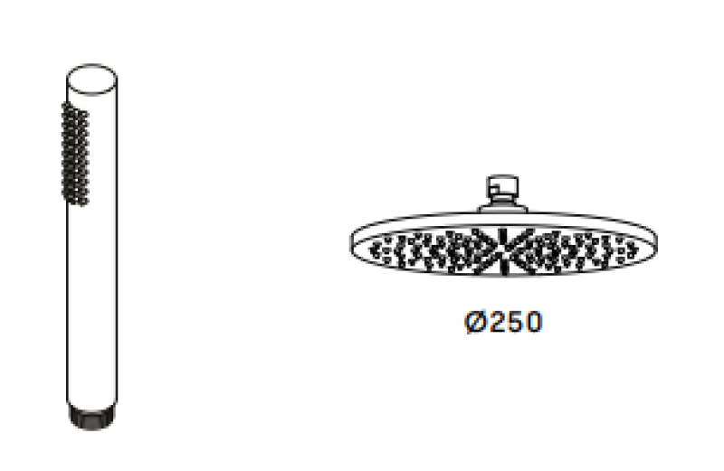 Waterevolution Flow ensemble de douche avec douche de tête chromée 250mm T141N2501