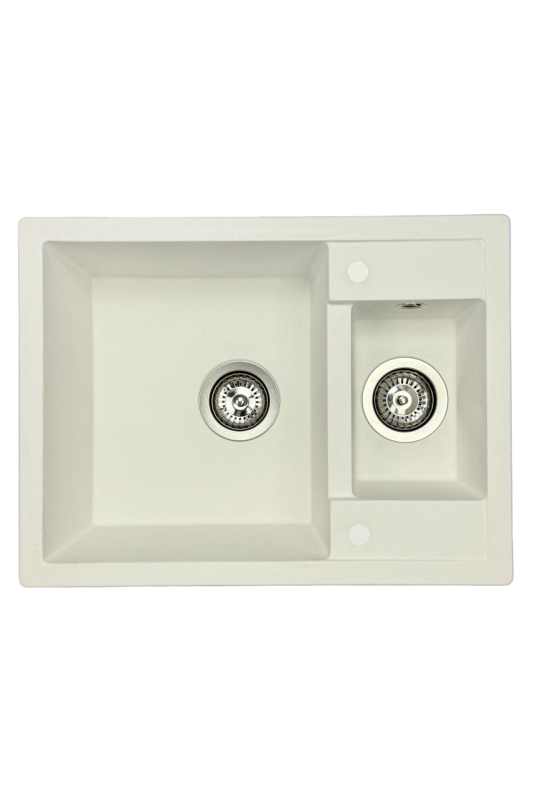 GraniteMy Évier en granit blanc extra peu profond 1,5 bac à poser 58x44cm 1208967418