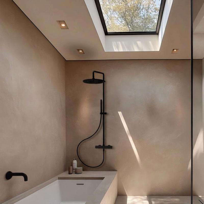 Ensemble de douche Waterevolution Flow avec douche de tête noire mate 250mm T141N25PR