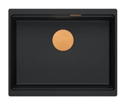 Quadri Newport II évier sous-plan en granit noir 560x450mm avec bouchon en cuivre et bonde 1208967450