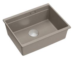 Quadri Newport II évier sous-plan en granit taupe 560x450mm avec bouchon et couvercle de vidange en inox 1208967453