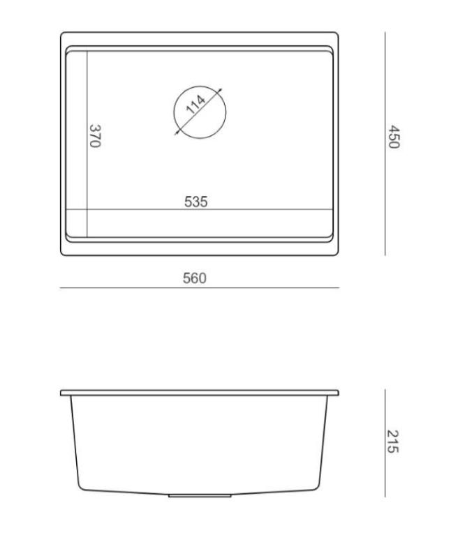 Quadri Newport II évier sous-plan en granit taupe 560x450mm avec bouchon et couvercle de vidange en inox 1208967453