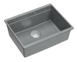 Quadri Newport II évier encastré en granit gris 560x450mm avec bouchon en inox et bonde 1208967456