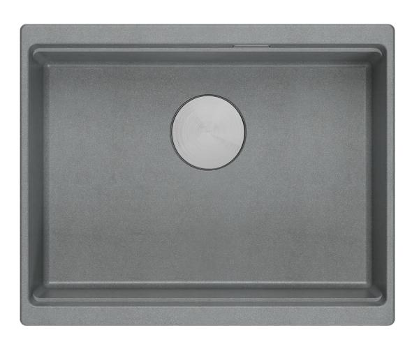 Quadri Newport II évier encastré en granit gris 560x450mm avec bouchon en inox et bonde 1208967456