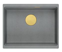 Quadri Newport II granit sous-plan gris évier 560x450mm avec bouchon et bonde dorés 1208967457