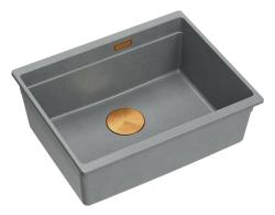 Quadri Newport II évier sous-plan en granit gris 560x450mm avec bouchon en cuivre et bonde 1208967458