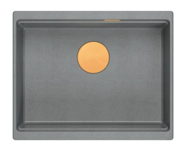 Quadri Newport II évier sous-plan en granit gris 560x450mm avec bouchon en cuivre et bonde 1208967458