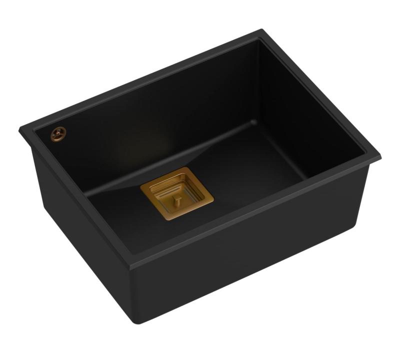 Quadri Quadrangle anthracite granit évier sous-plan 55x42cm avec bonde en cuivre 1208967480