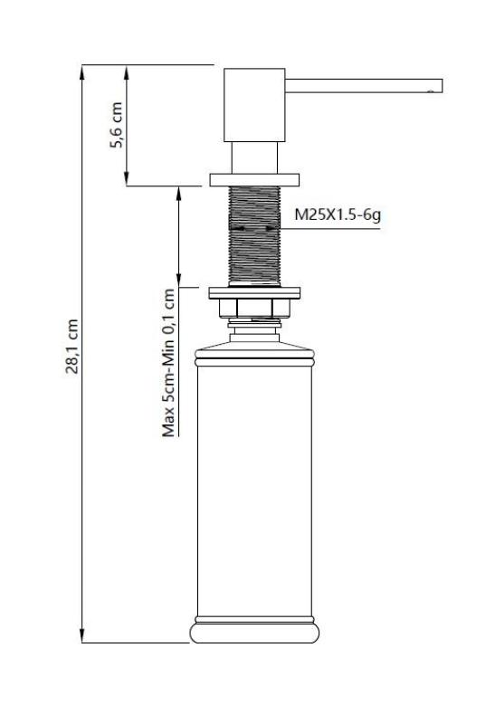 Quadri Luxor Inbouw Zeepdispenser zwart van boven navulbaar 1208967509