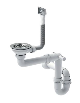 Ensemble d'évacuation en acier inoxydable Quadri Oxford pour évier, incluant trop-plein en acier inoxydable 1208967548