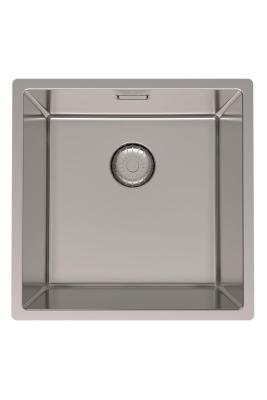 Évier en inox Pure.Sink Prestige 40x40 cm, rayon de 10 mm, montage sous plan, à fleur et en surface PPG4040-02.