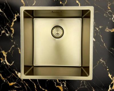 Pure.Sink Prestige évier 40x40 cm PVD Or, rayon de 10 mm, installation sous-plan, à fleur et sur plan PPG4040-60